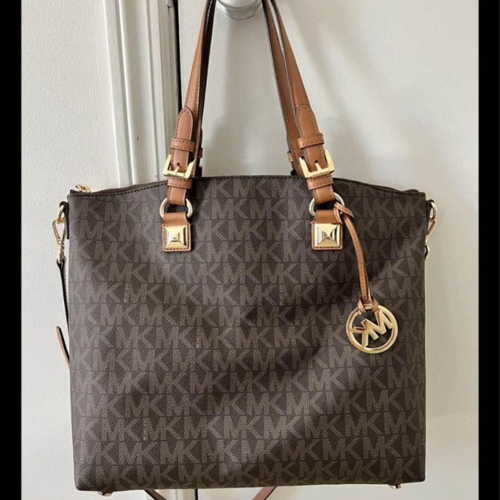 Michael Kors Large Jet Set Multi Functional Satchel Brown New With Tags